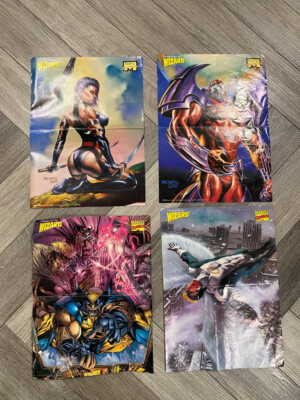 Vintage 90s double sided Wizard poster Marvel Master Pieces Rare Used Wear