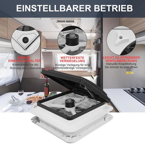 Ventilatore di scarico LED per tetto camper ventola ventilazione tetto sfiato dimensione foro 28 cm - Foto 6 di 12