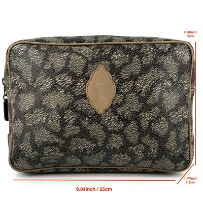 Yves Saint Laurent Clutch Bag Leather Leopard From JAPAN | eBay