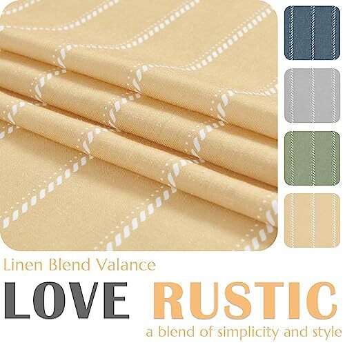 Nautical Valance Striped Linen Curtain 16 Inches 16"L Nautical Striped Yellow - Picture 4 of 8