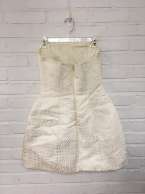 club monaco textured mini dress Club Monaco White Textured Strapless Structure Mini Dress - Size 2