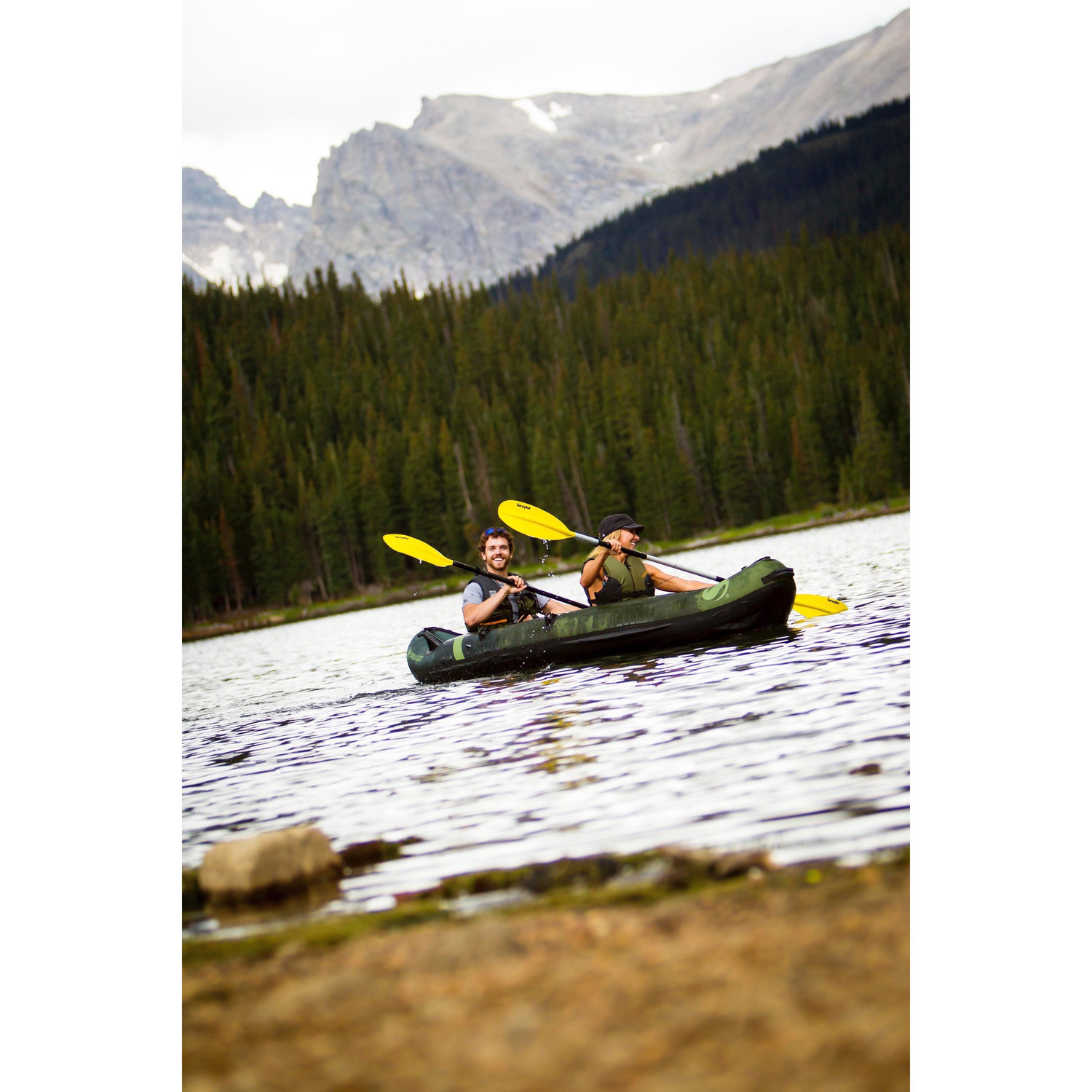 Inflatable Fishing Kayak 2-Person 18-Gauge PVC Adjustable Rod Holder Green