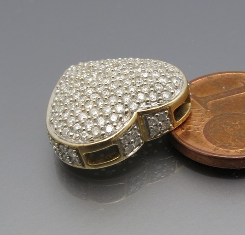 DISEÑO MADURO - EXUBERANTE OCUPADO 1,35 CT. COLGANTE CORAZÓN BRILLANTE - ORO 585 - Imagen 4 de 6