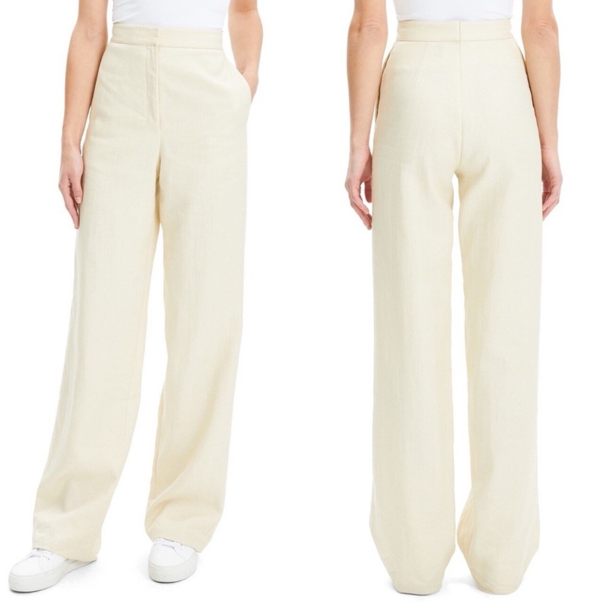 2025年 今季 theory luxe Malise Pant Theory Women Luxe Linen Blend Wide Leg Pants High Waisted