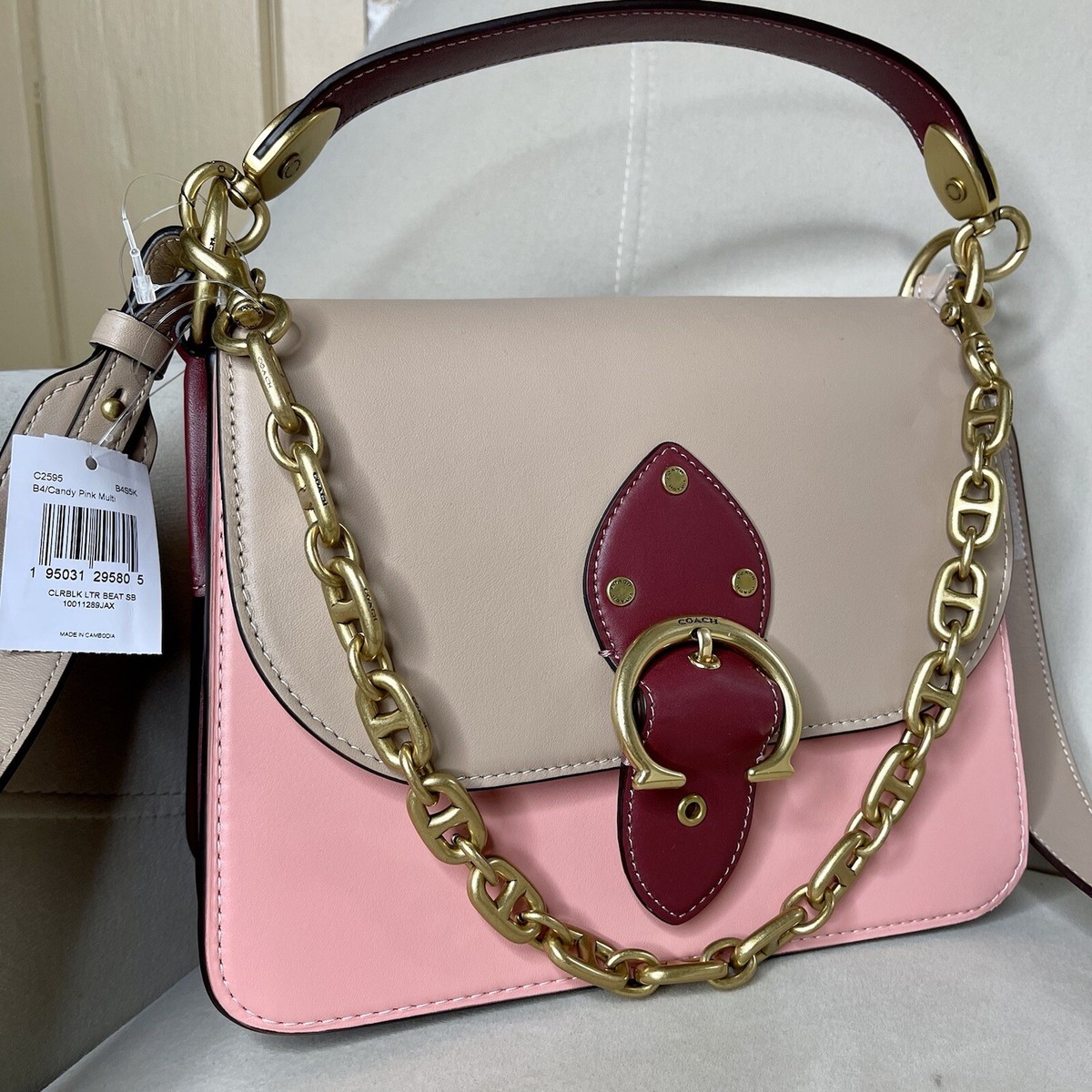 バッグ COACH Beat Shoulder Bag In Colorblock New! Coach Beat Shoulder Bag-Colorblock w/Glovetanned
