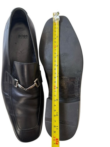 Boss Hugo Boss Leather Dress Shoes Loafers Black Men’s Size 9 Good Condition - Picture 9 of 12