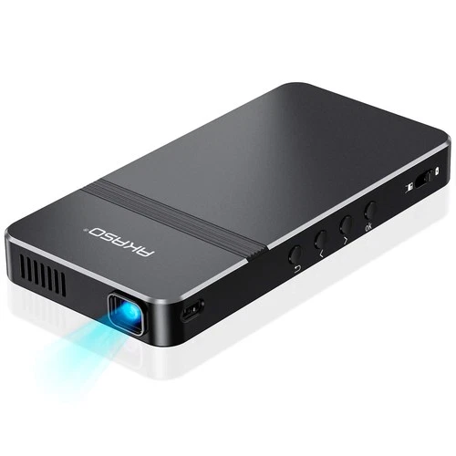 AKASO Mini Projector, Pocket-Sized DLP Portable 1080P Cookie Black