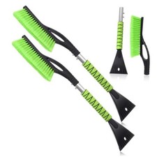 2 Pack 27" Snow Brush and Detachable Ice Scraper for Car Windshield and Green