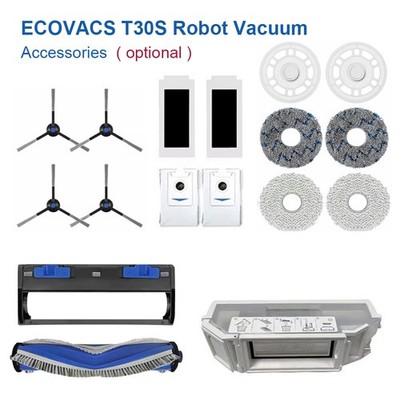 Replacement Brush Filters Dust Bag Mop Pads For ECOVACS T30S Robot Vacuum