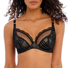 Freya Fatale Plunge Bra Black Underwired Lace Lined Sheer 32D BNWT (Debranded)