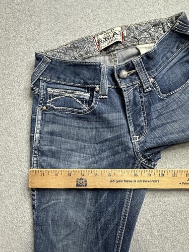 Ariat REAL Denim Jeans Womens 27L Blue Bootcut Western Stretch Distressed YKK - Picture 10 of 13