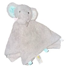 KellyToy Baby Security Blanket Rattle Elephant Lovey Toy Plush Gray 14.5  x14.5  