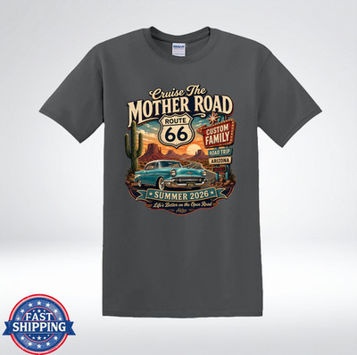 Route 66 Cruise The Mother Road Road Trip Vintage Car T-Shirt