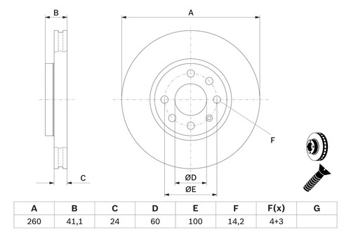 2x Brake Discs Pair Vented Front 260.6mm 0986478730 Bosch Set 09127967 569000 - Picture 6 of 6