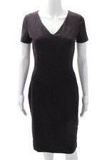 Dolce & Gabbana Womens Textured Short Sleeve Round Neck Dress Purple Size EUR 42