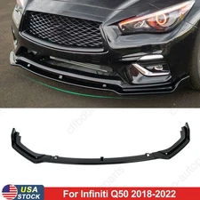Front Bumper Spoiler Chin Lip Gloss Black For 2018-2024 Infiniti Q50 Luxe Base
