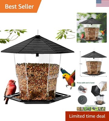 Bird Feeders for Outdoors Hanging Bird Feeder Wild Birds Seed, Black