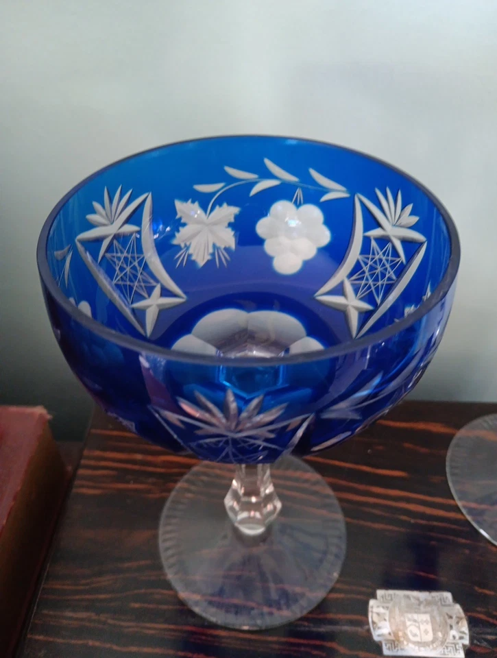 Pair Of Cobalt Blue Nachtmann Traube Champagne Coupe Glasses - Image 4 of 4