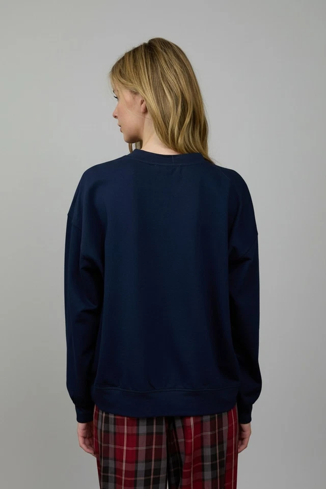 Top manga larga oso de peluche bordado azul marino Blue Pepper S M L Foto 3 de 3