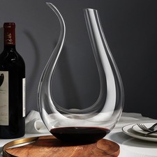 Wine Decanter U-Shape Blown Glass Aerating Red Wine Carafe Pourer Dispenser 1.5L