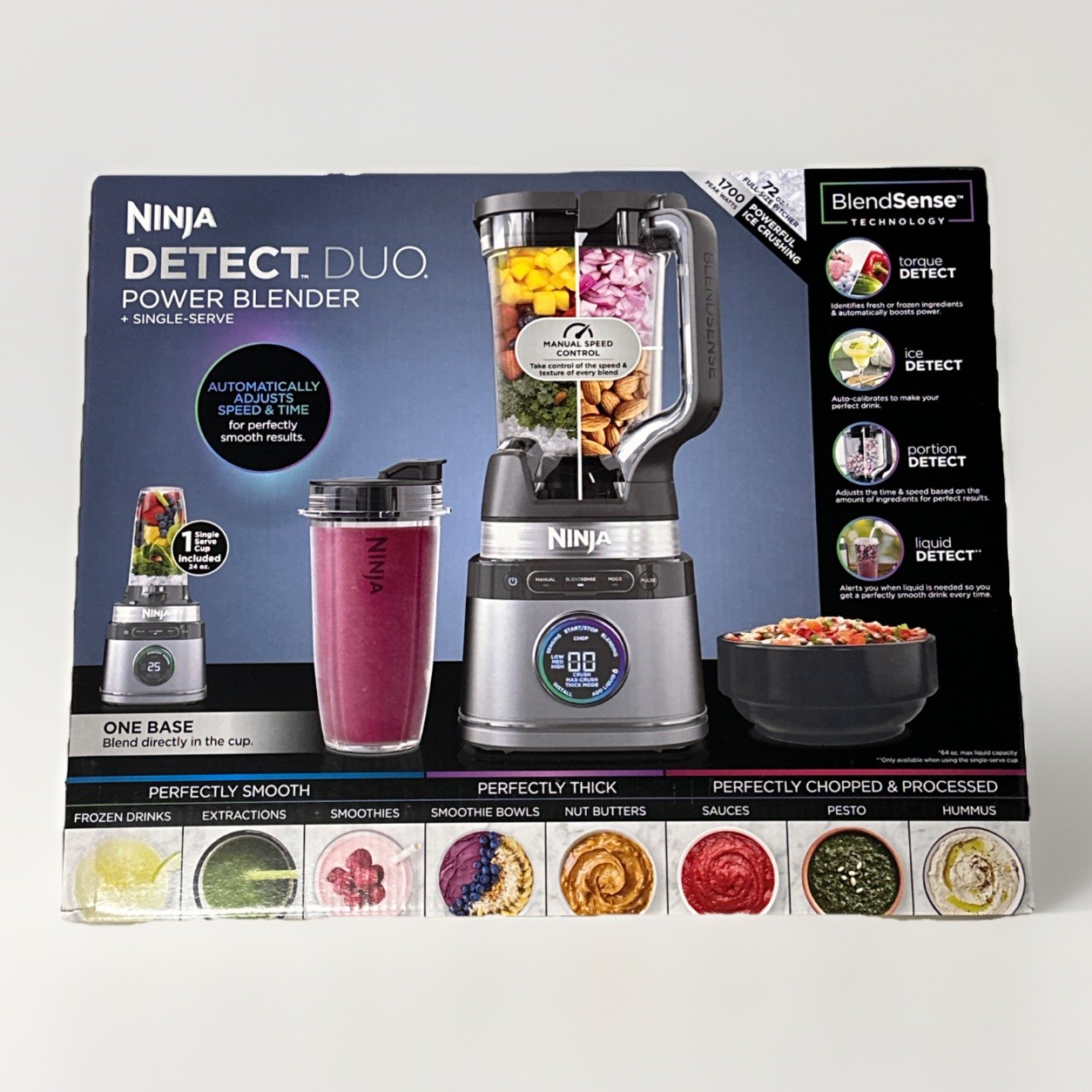 Ninja Detect Duo Power Blender 1700PW TB300 Silver 72oz 3 Sp