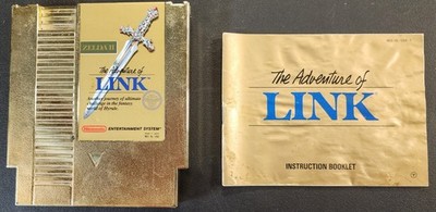Zelda II: The Adventure of Link Gold Cart + Manual (NES, Nintendo 1988)
