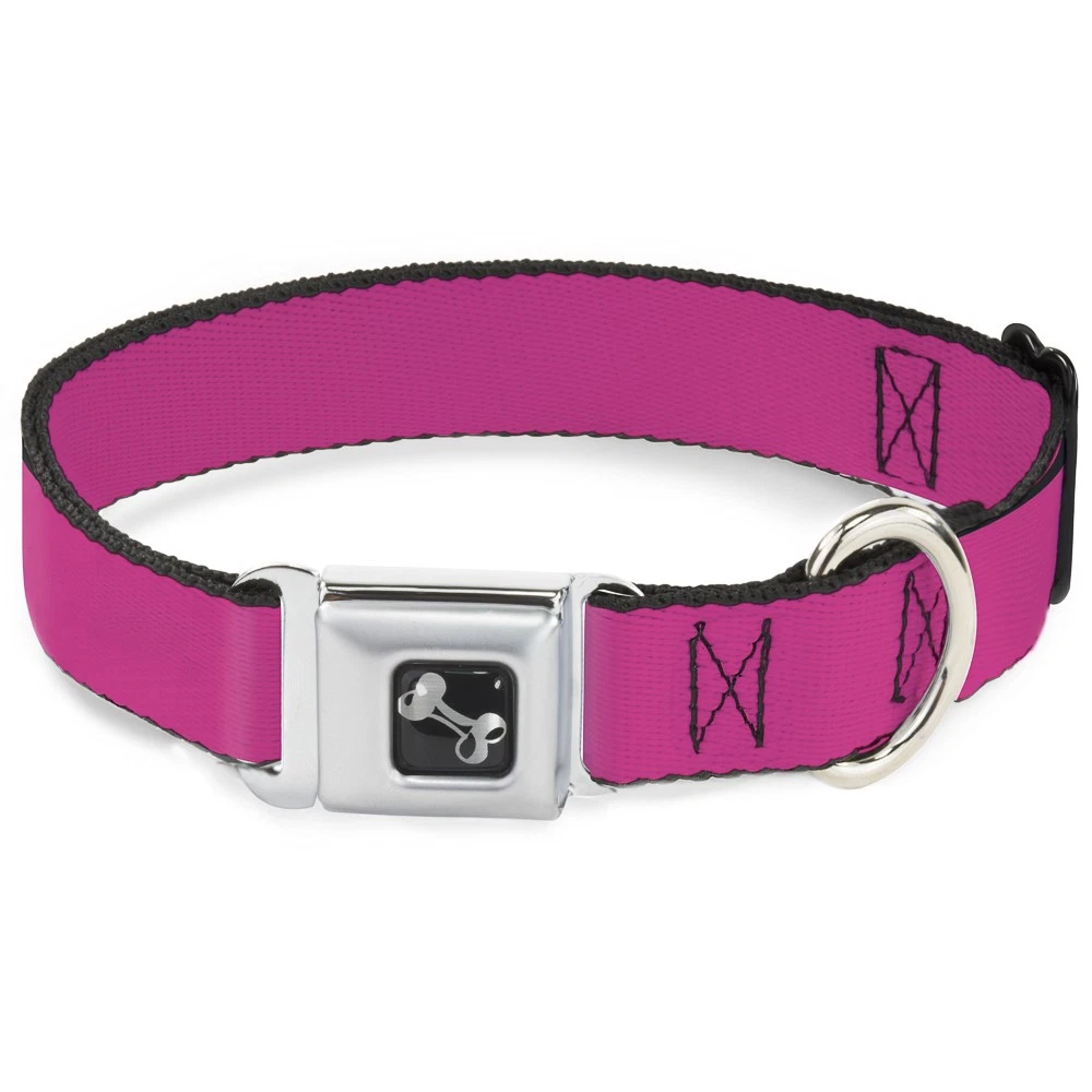 Dog Collar Bone Neon Pink WIDE-Small 13-17"