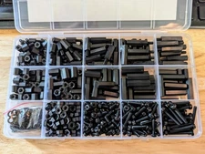 580 PCS M3 Black Nylon Standoff Kit with Spacers, Screws, and Nuts - Motherboard