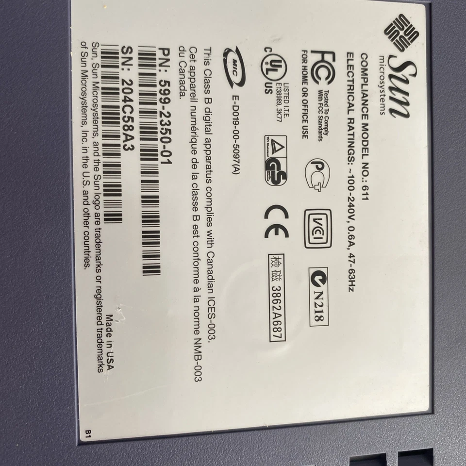 SUN MICROSYSTEMS DDS4 COMPLIANCE MODEL 611 - Image 4 of 4