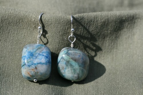 Ajoite and Papagoite Earrings helps one speak with clarity 5409 - Picture 2 of 4