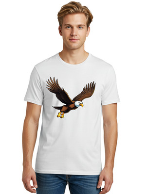 Bald-Eagle-Flying Mens Graphic Tee, 100% Cotton, Casual Summer Wear