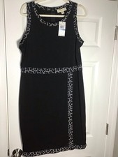 Michael Kors Core Of Kors Sleeveless Printed Trim Dress Black Sz XL NWT