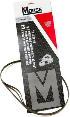 Morse 32-7/8'' Bi-Metal Portable Band Saw Blades 8/11 TPI 0.5mm 3pc Made in USA