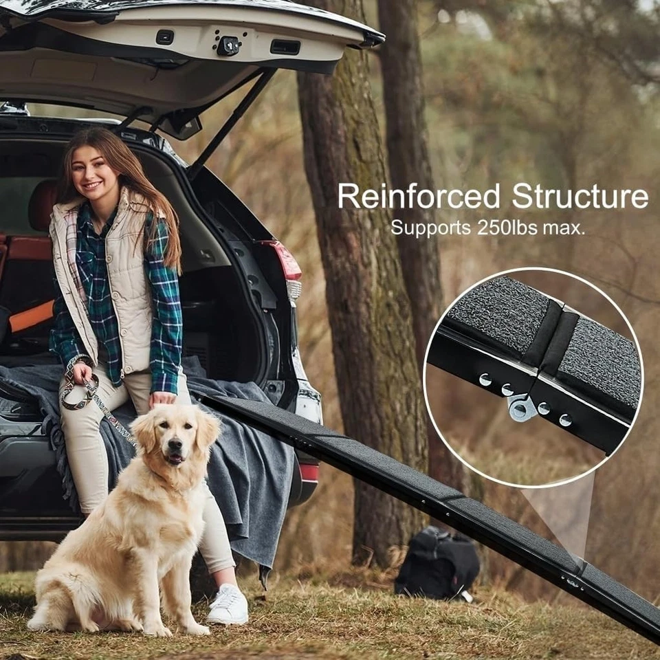 BestVeda Rampa para Mascotas - Rampa Plegable Antideslizante para Perros y Gatos 63x17 pulgadas (160x44 cm) Foto 3 de 4