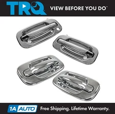 TRQ 4 Piece Chrome Exterior Outside Door Handle Kit Set for Chevy GMC SUV Truck