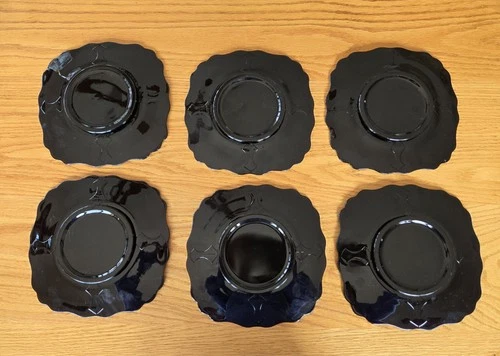 6 LE Smith Mount Pleasant Black Amethyst depression 8" Salad Plates