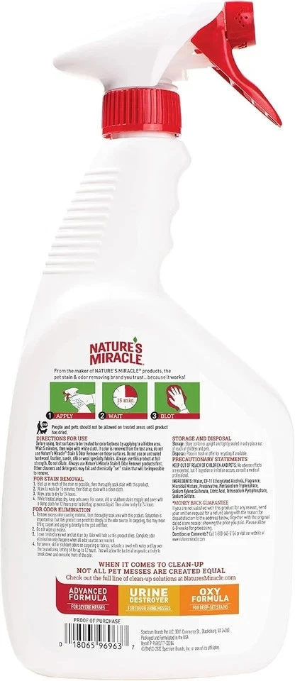 Nature’s Miracle Stain and Odor Remover Dog, 32 Ounces, Odor Control Formula - Image 2 of 4
