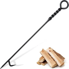 Fire Poker for Pit, 40”Twisted Rope Design Fireplace Poker, 40 in Black 