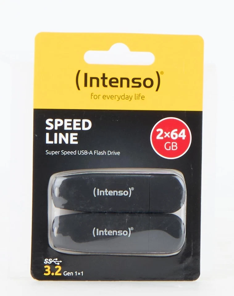 Intenso Speed Line 2 x 64 GB Memory Stick USB 3.2 Gen 1x1 Black 64 GB - 2er Pack - Image 2 of 4
