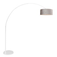 Stehleuchte Standlampe Bogenleuchte Wohnzimmerlampe Velours Taupe Weiß H 180 Cm