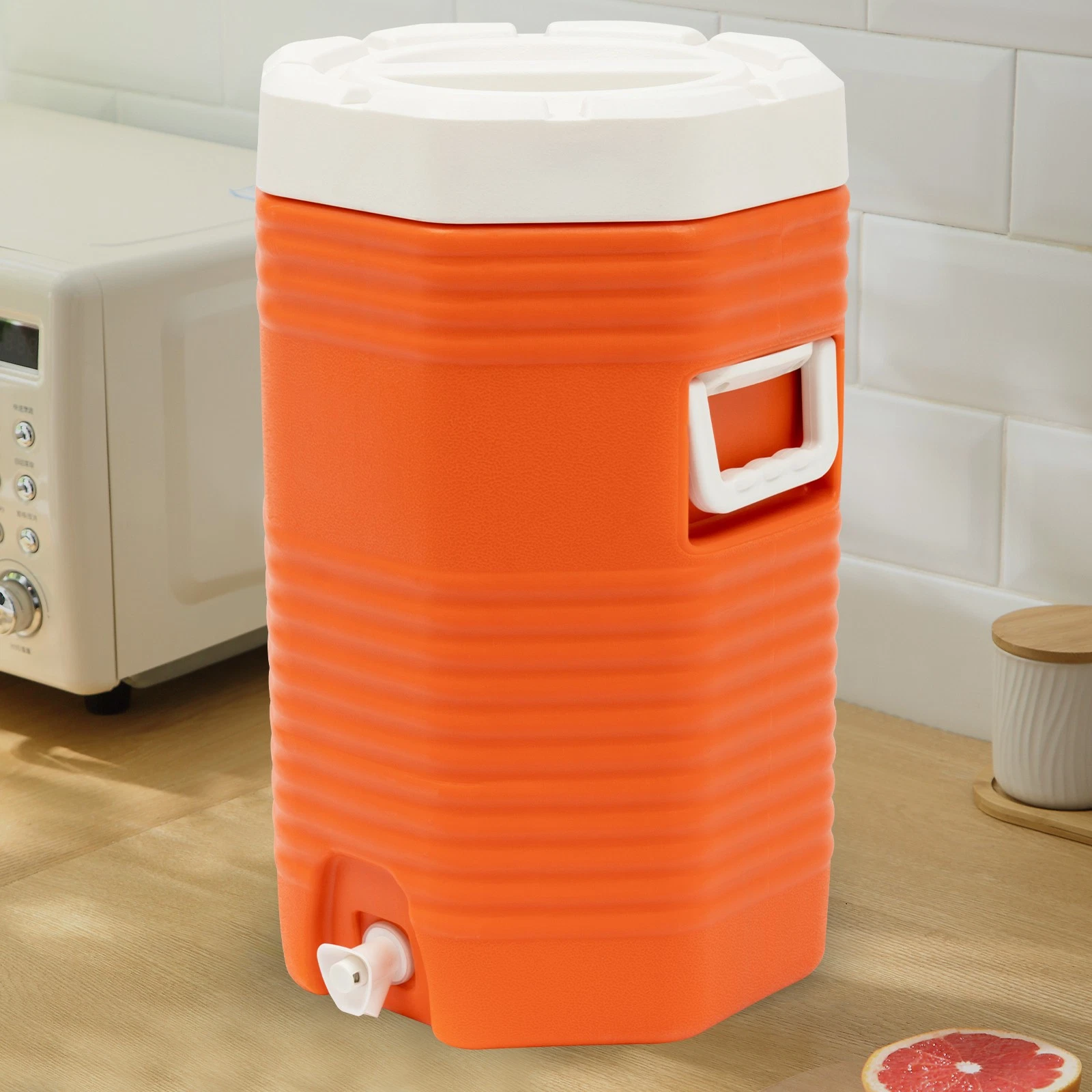 4 Gallon Insulated Beverage Cooler 72HR Ice Retention 220LB Seat Top Orange