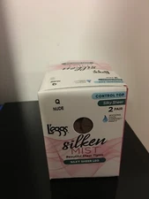 NEW SIZE Q L'EGGS SILKEN MIST SILKY SHEER LEG CONTROL TOP SHEER TOE TIGHTS 2PK