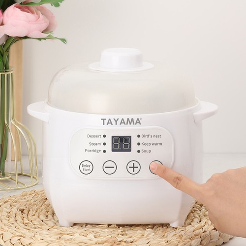 ***OPEN BOX***Tayama 1 Qt. White Mini Ceramic Stew Cooker with Pre-Settings - Picture 2 of 11