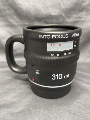Camera Lens Coffee Mug Into Focus by Bitten 3D Black Cup
