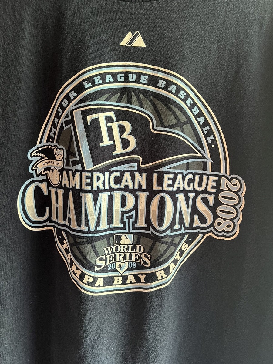 2008 Tampa Bay Rays American League Champions World Series T-Shirt XL  Majestic