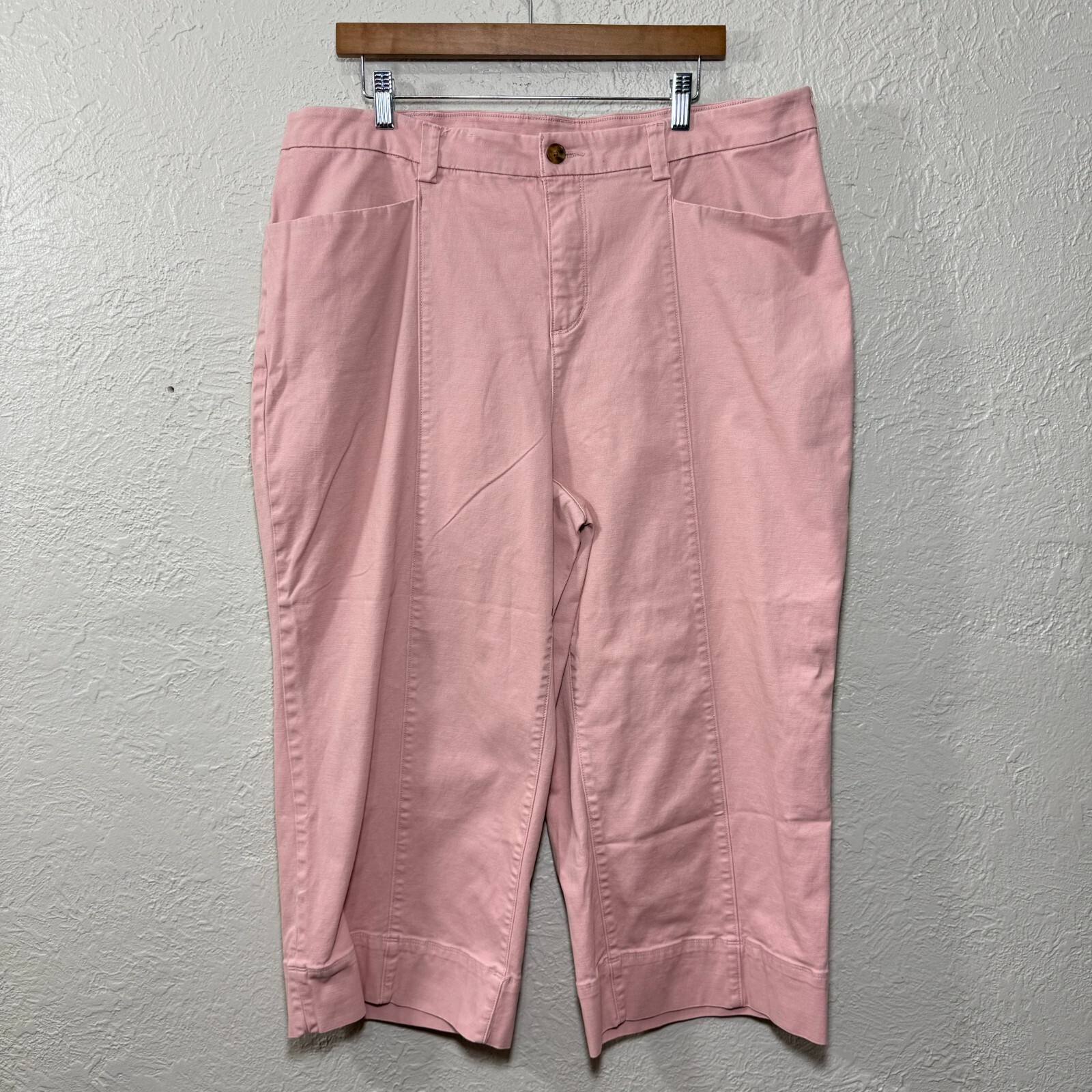 Pantalón Duluth Workday Warrior 18W Algodón Chino Crop Pastel Rosa Pierna Ancha Exterior