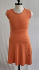 Talbots Dress Women’s Sleeveless Orange Size Small Back Zip Embroidered  Neck