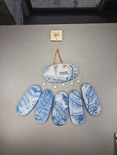 Dubois Pottery Hand Crafted Porcelain Pottery Wind Chime Cloudcroft NM Ferns NWT