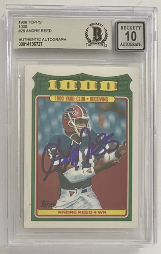 ANDRE REED FIRMADO 1988 TOPPS 1000 #28 BECKET AUTÉNTICO AUTO BAS AUTÓGRAFO 10