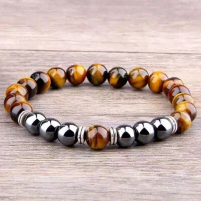 Tigers Eye Hematite Spiritual Energy Healing 8mm Beaded Men Women Bracelet NEW